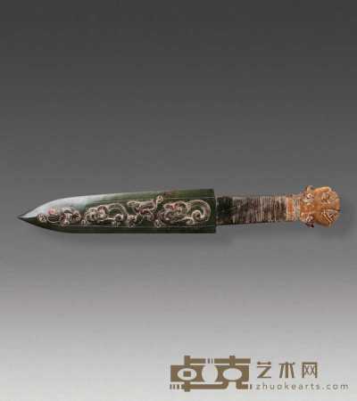 青玉螭虎铜柄剑 长39cm